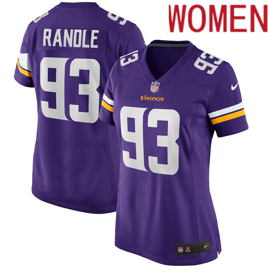 Women Minnesota Vikings #93 John Randle Nike Purple Game Retired Player NFL Jersey->women nfl jersey->Women Jersey